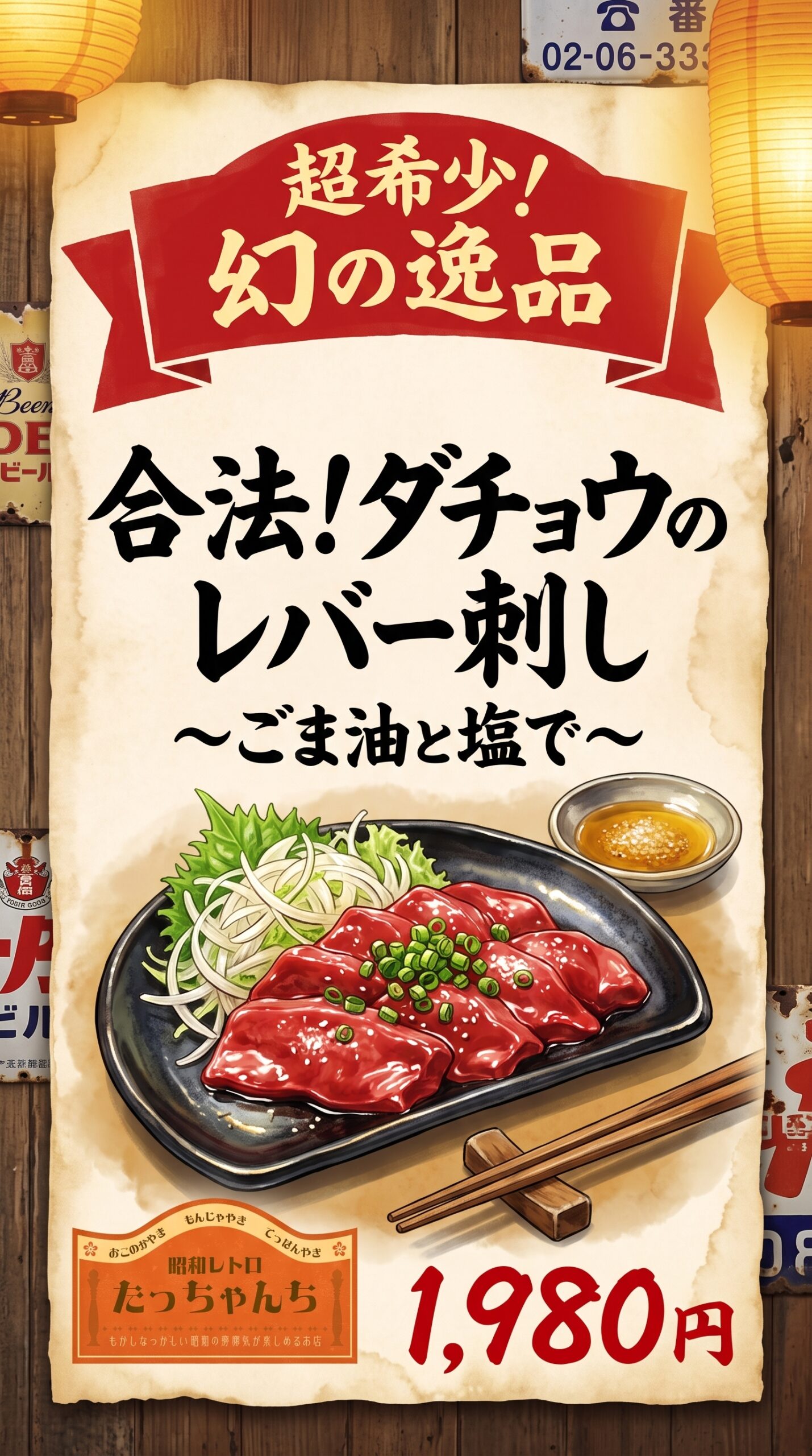 幻のダチョウレバー刺しポスター