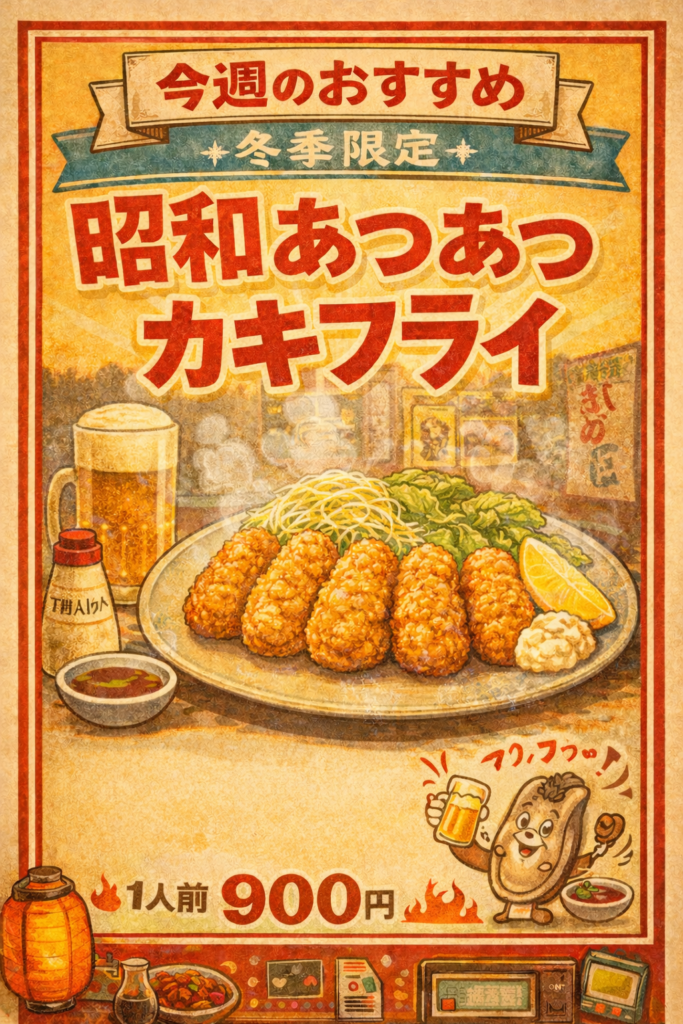 🦪 今週のおすすめ｜冬季限定「昭和あつあつカキフライ」